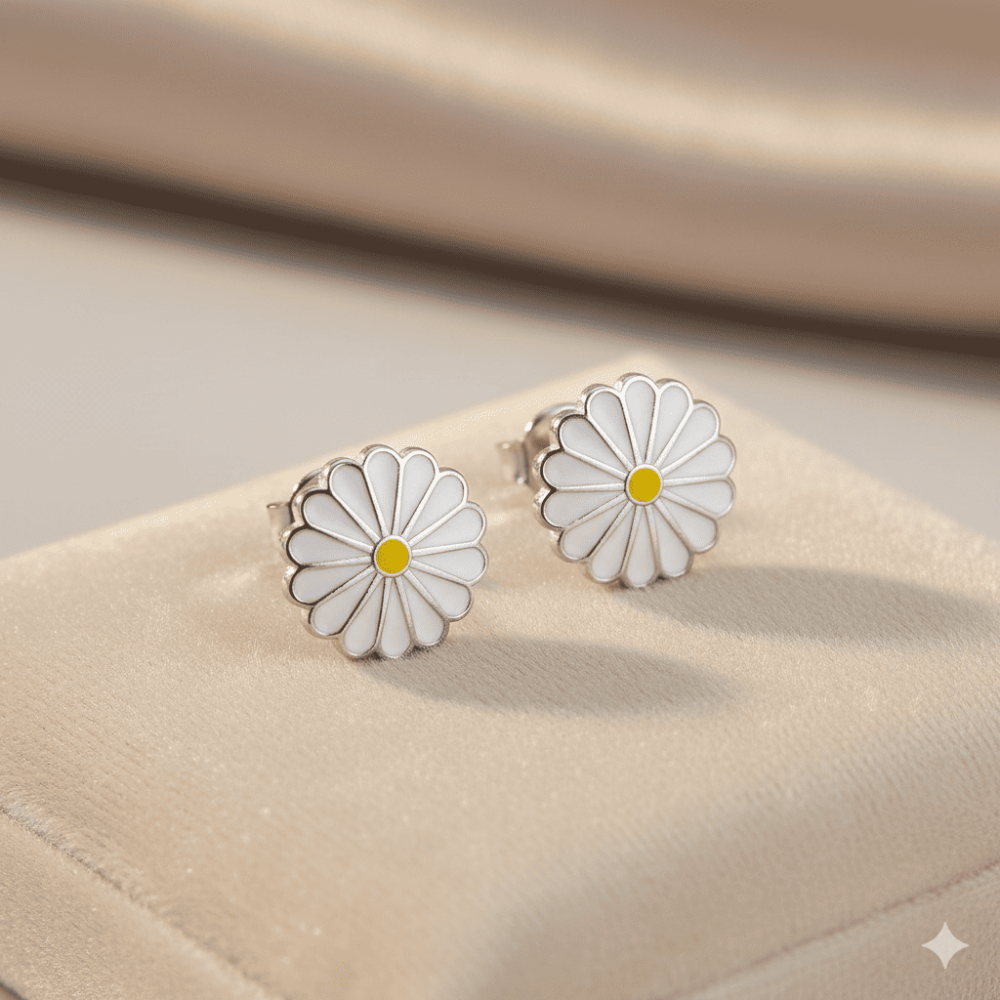 Papatya Tasarım Gümüş Renk 925 Ayar Gümüş Kadın Küpe - 3