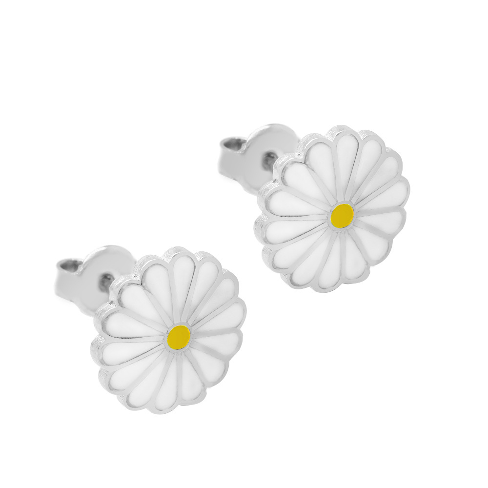 Papatya Tasarım Gümüş Renk 925 Ayar Gümüş Kadın Küpe - 5