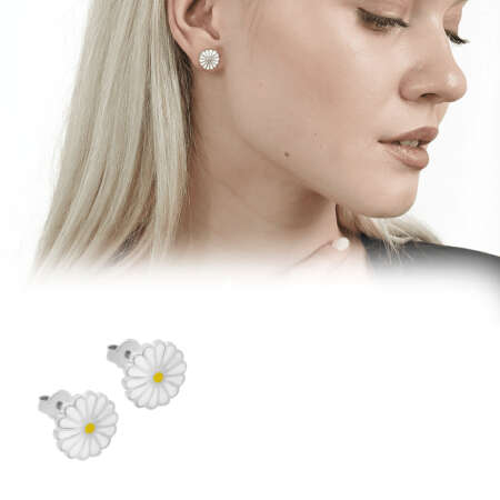 Papatya Tasarım Gümüş Renk 925 Ayar Gümüş Kadın Küpe - Tesbihane