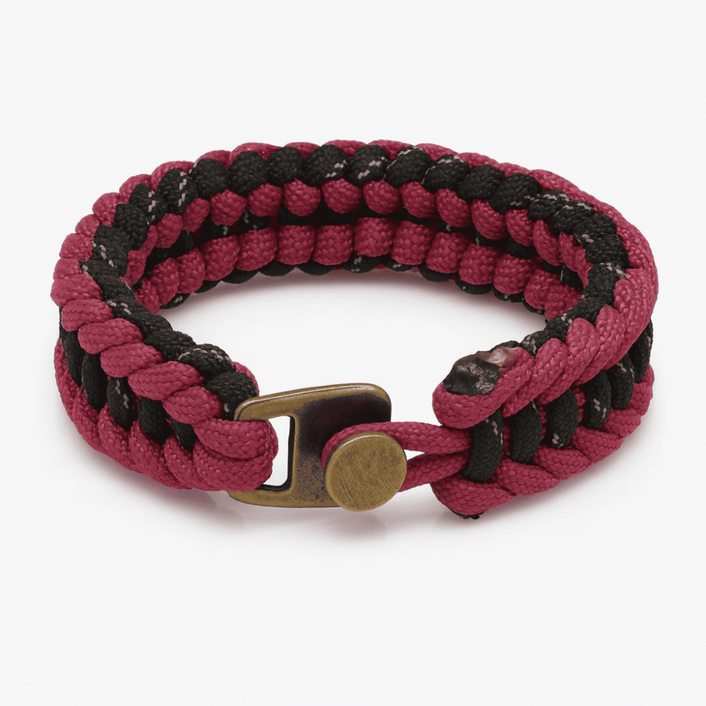 Paracord Bileklik Anahtarlık Kombini - Bordo Siyah Kamuflaj Desen - Kamp ve Doğa Sporları İçin - 4