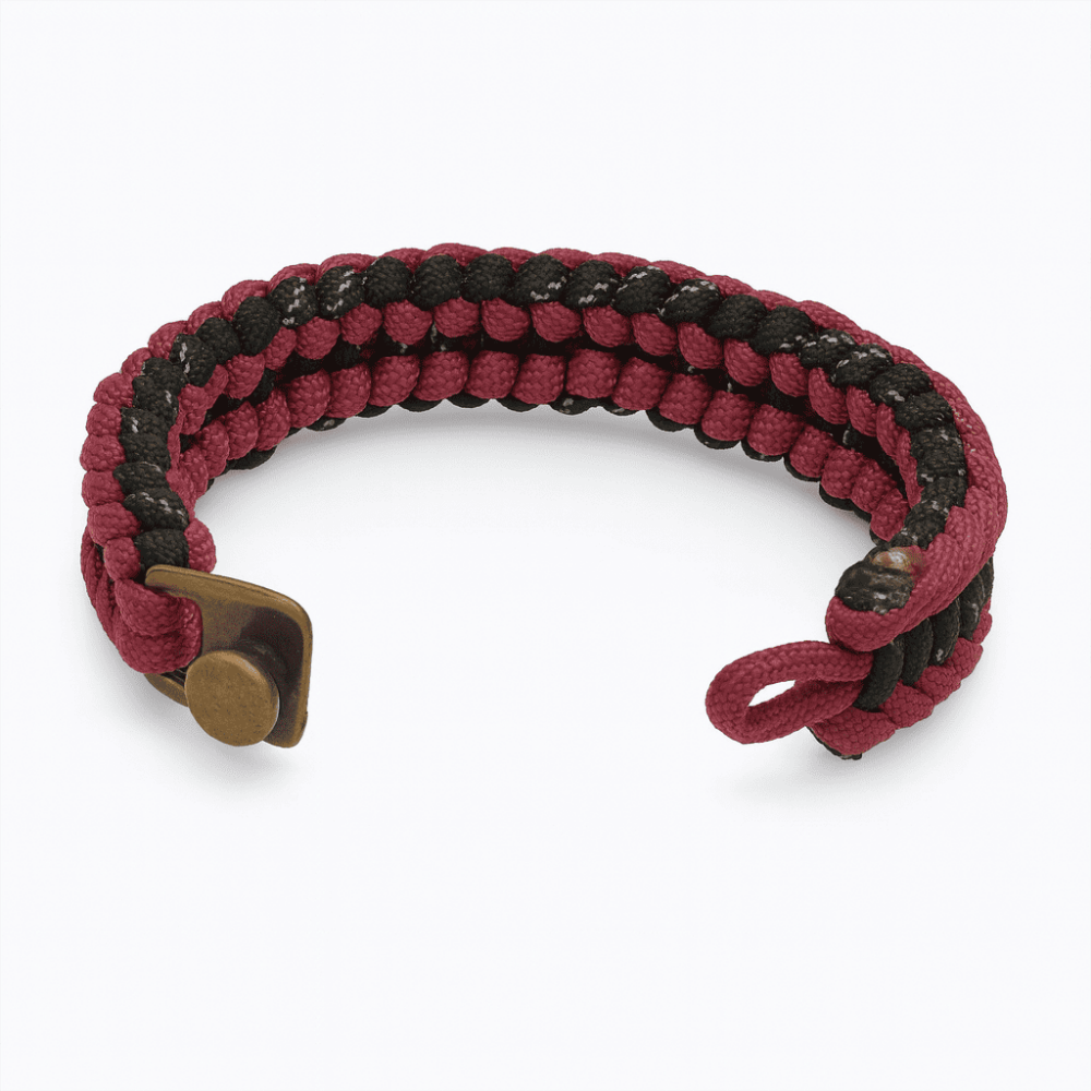 Paracord Bileklik Anahtarlık Kombini - Bordo Siyah Kamuflaj Desen - Kamp ve Doğa Sporları İçin - 5