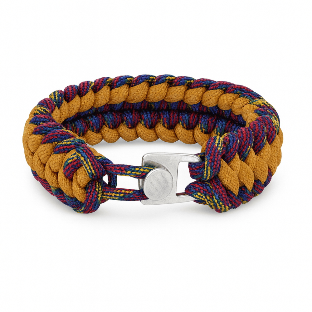 Paracord Bileklik Anahtarlık Kombini - Çok Renkli Kamuflaj Desen - Kamp ve Doğa Sporları İçin - 4