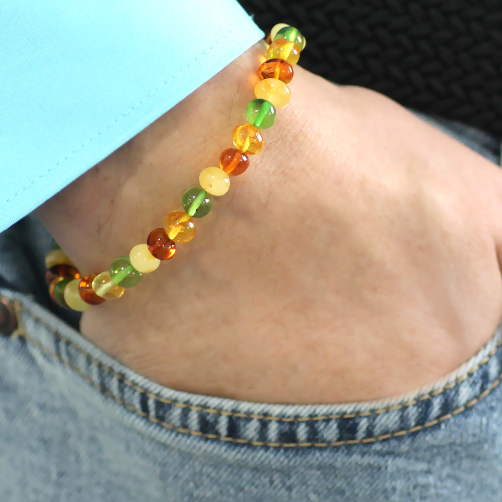 Pastel Renk Natural Form Doğal Damla Kehribar Erkek Bileklik - 7