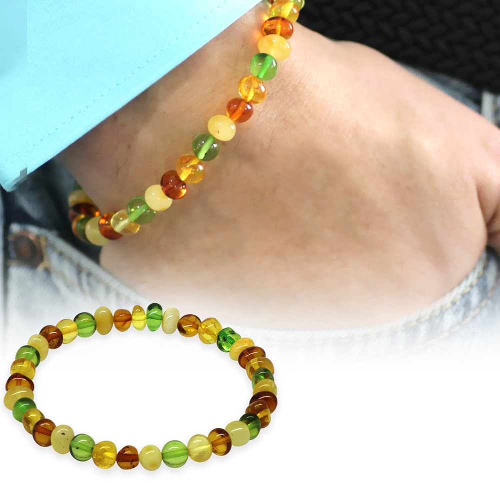 Pastel Renk Natural Form Doğal Damla Kehribar Erkek Bileklik - 5