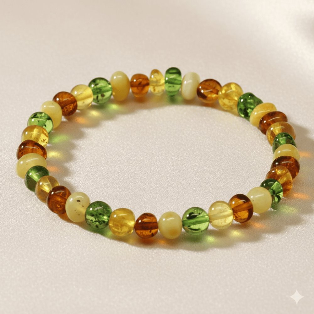 Pastel Renk Natural Form Doğal Damla Kehribar Erkek Bileklik - 3