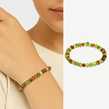 Pastel Renk Natural Form Doğal Damla Kehribar Kadın Bileklik - Tesbihane