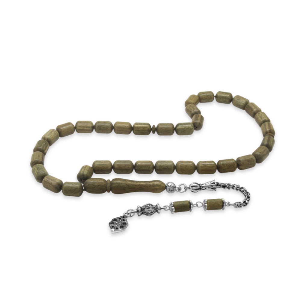 Pelesenk Ağacı Tesbih - Kararmaz Metal Arnavut Zincir Püsküllü - Kahverengi - Kapsül Kesim - 4