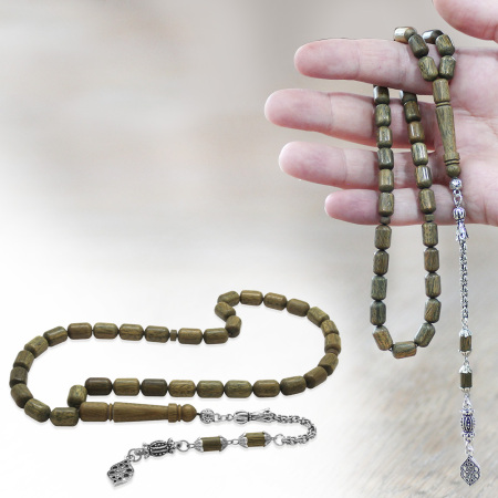 Pelesenk Tesbih - Kararmaz Metal Arnavut Püsküllü - Kahverengi - Kapsül Kesim - Tesbihane