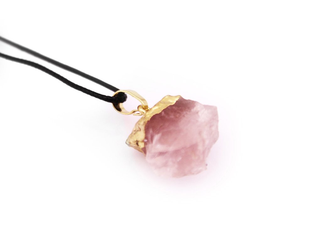 Pembe Kuvars Doğaltaş Kolye - 1