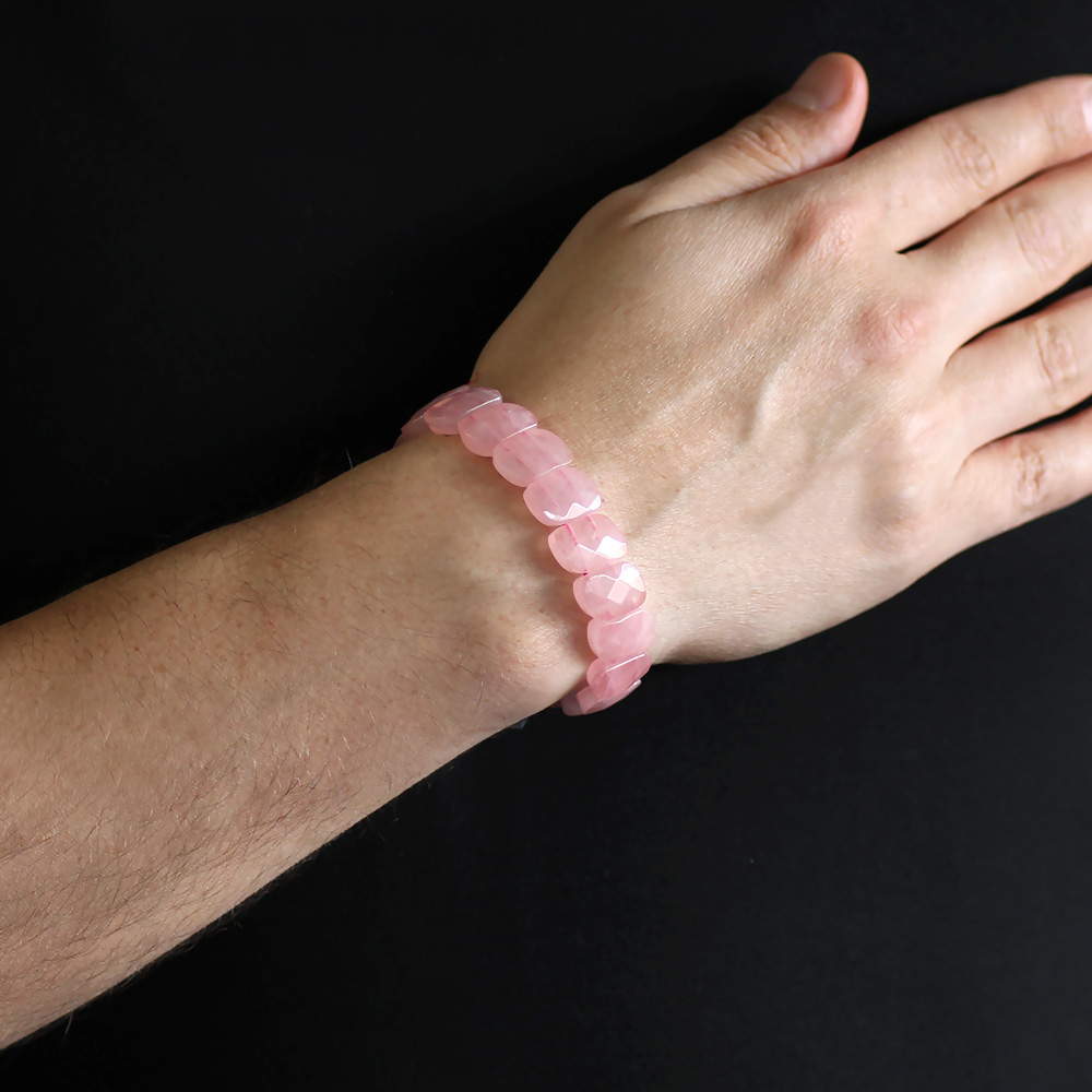 Pembe Kuvars Doğaltaş Rolex Erkek Bileklik - 2