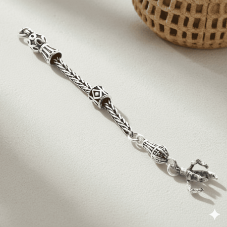 Pençe Tasarım Kalın Zincirli 925 Ayar Gümüş Püskül - Tesbihane