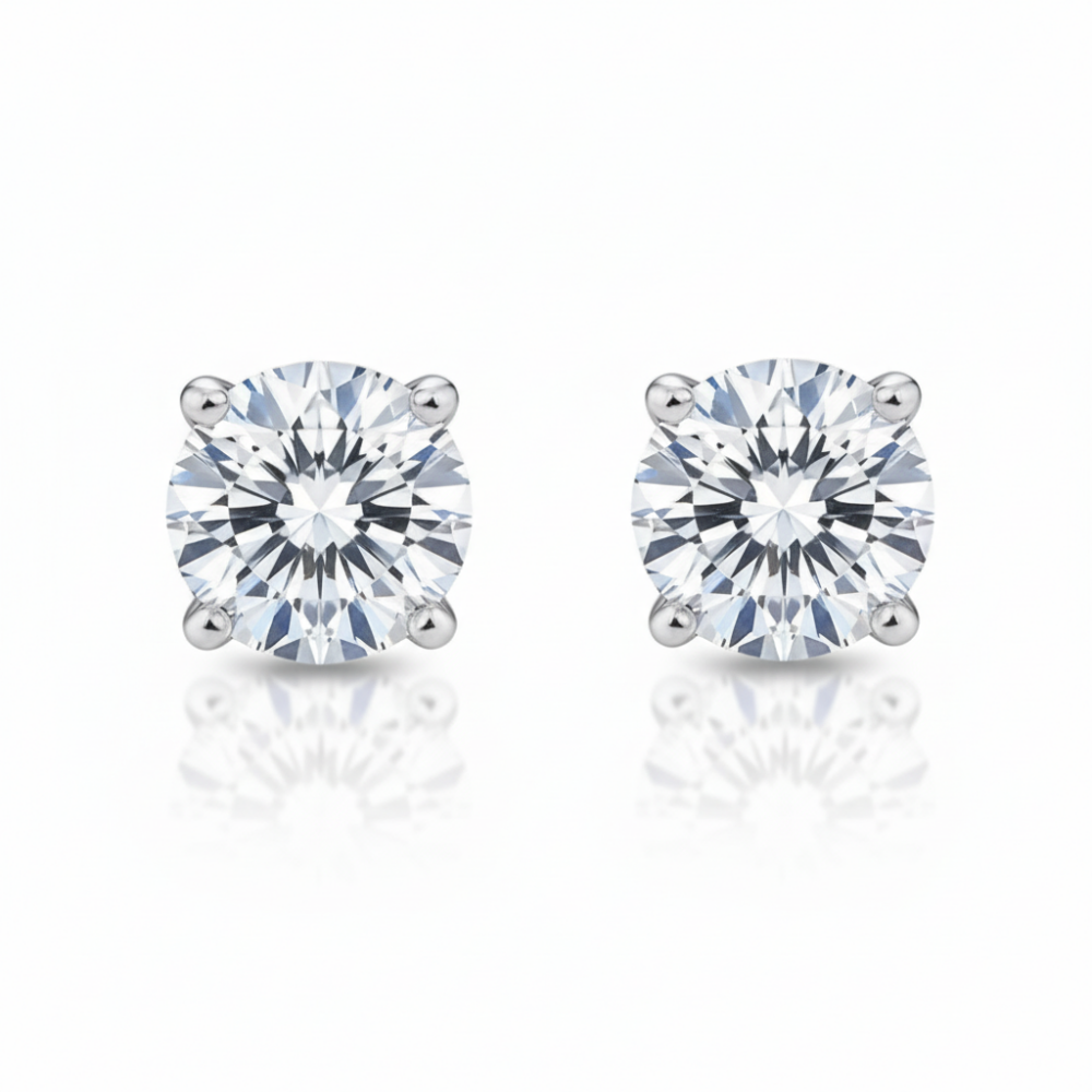 Pırlanta Montür Kare Tasarım Zirkon Taşlı Gümüş Renk 925 Ayar Gümüş Kadın Küpe - 4