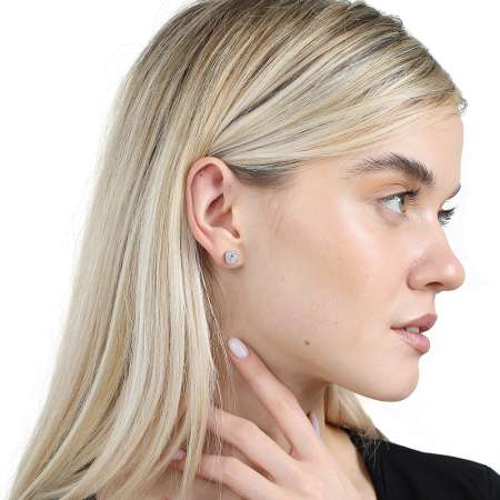 Pırlanta Montür Kare Tasarım Zirkon Taşlı Gümüş Renk 925 Ayar Gümüş Kadın Küpe - Tesbihane