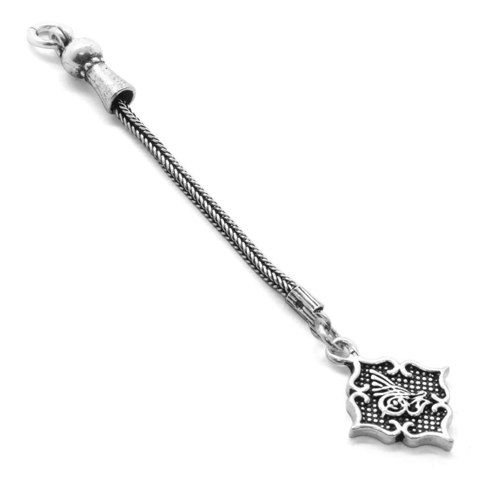 Plaka Üzeri Tuğra Motifli 925 Ayar Gümüş Püskül - 2