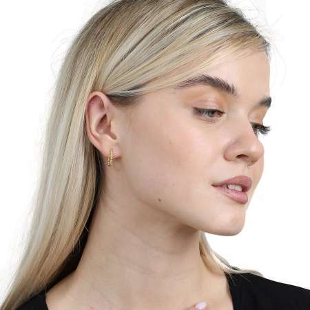 Popcorn Tasarım Altın Renk Tam Tur 925 Ayar Gümüş Kadın Küpe - Tesbihane