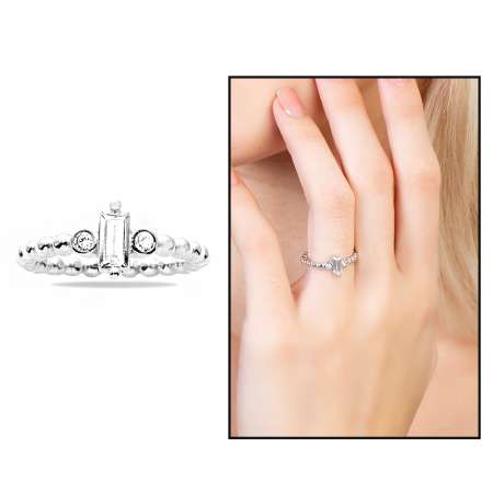 Popcorn Tasarım Gümüş Renk Ayarlanabilir Ölçü 925 Ayar Gümüş Tria Kadın Yüzük - Tesbihane