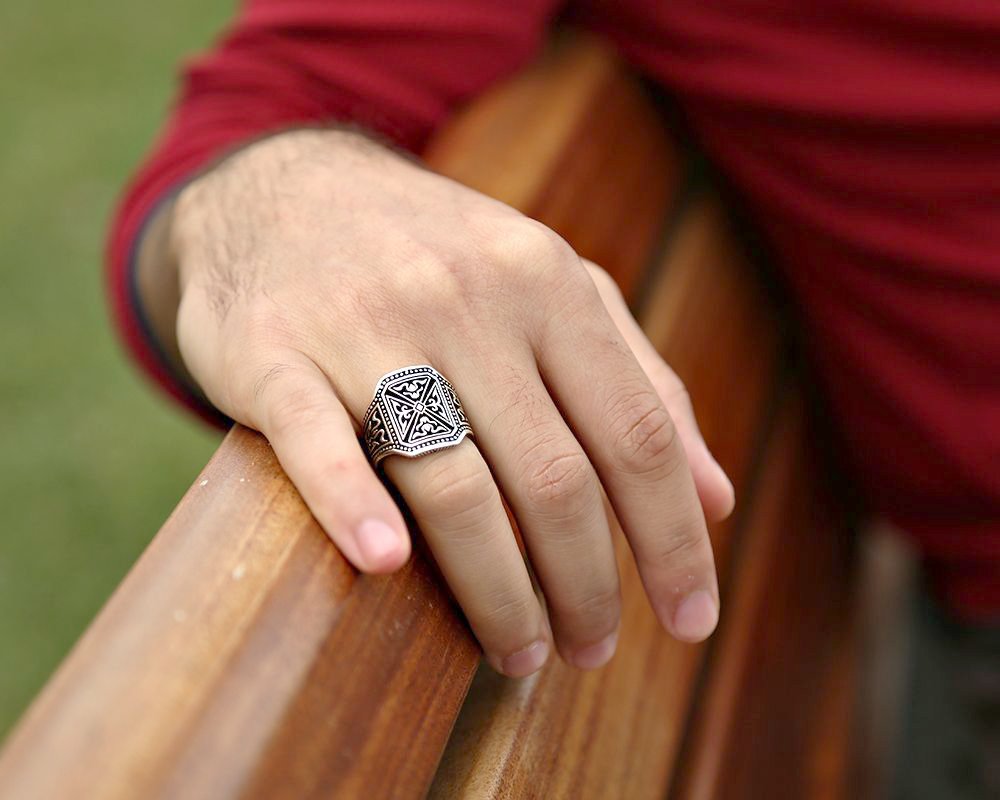 925 Ayar Gümüş Pusat Yüzük - 5