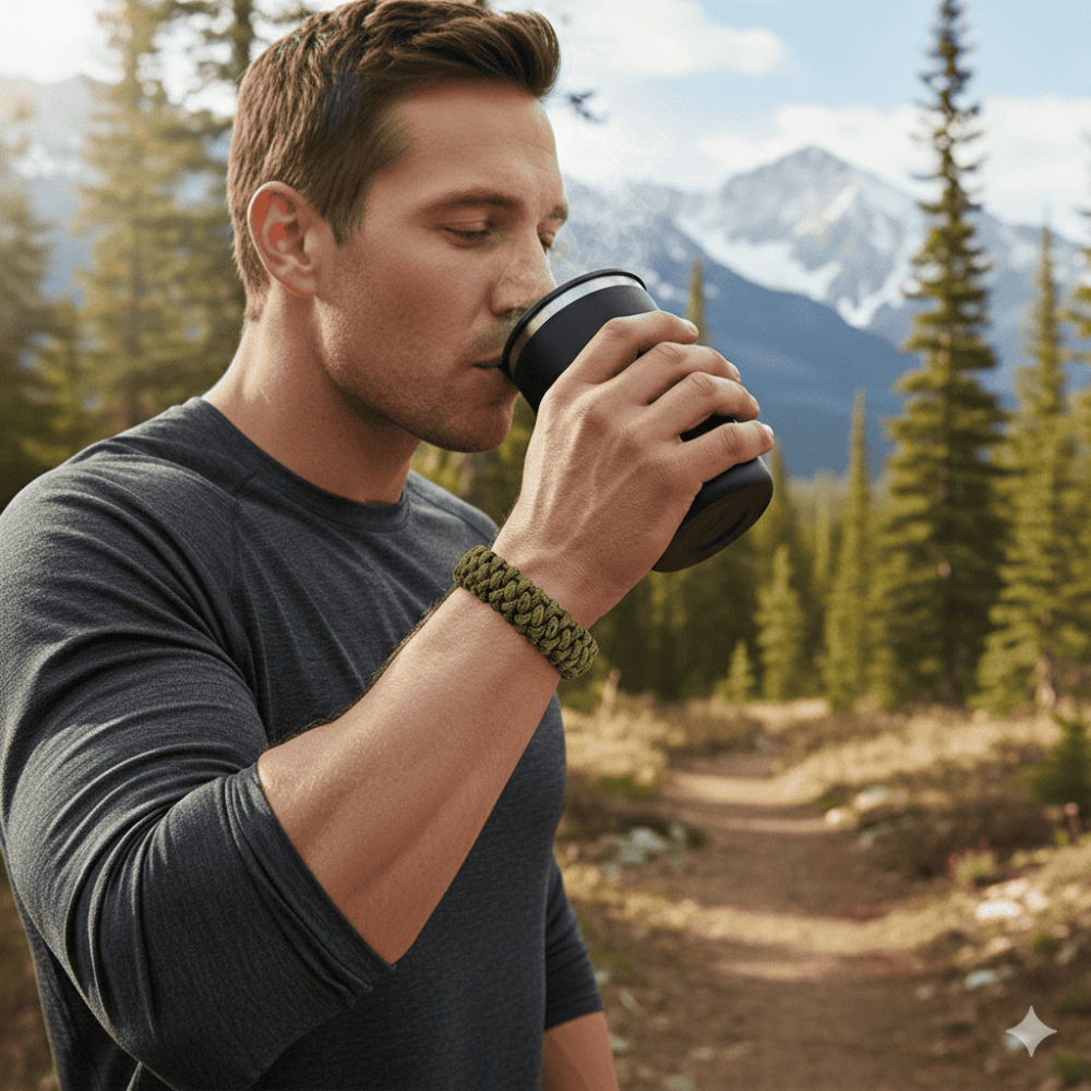 Pusulalı Çakmaklı Paracord Bileklik Anahtarlık - Avcı Kamuflaj Desen - Kamp ve Doğa Sporları İçin - 2