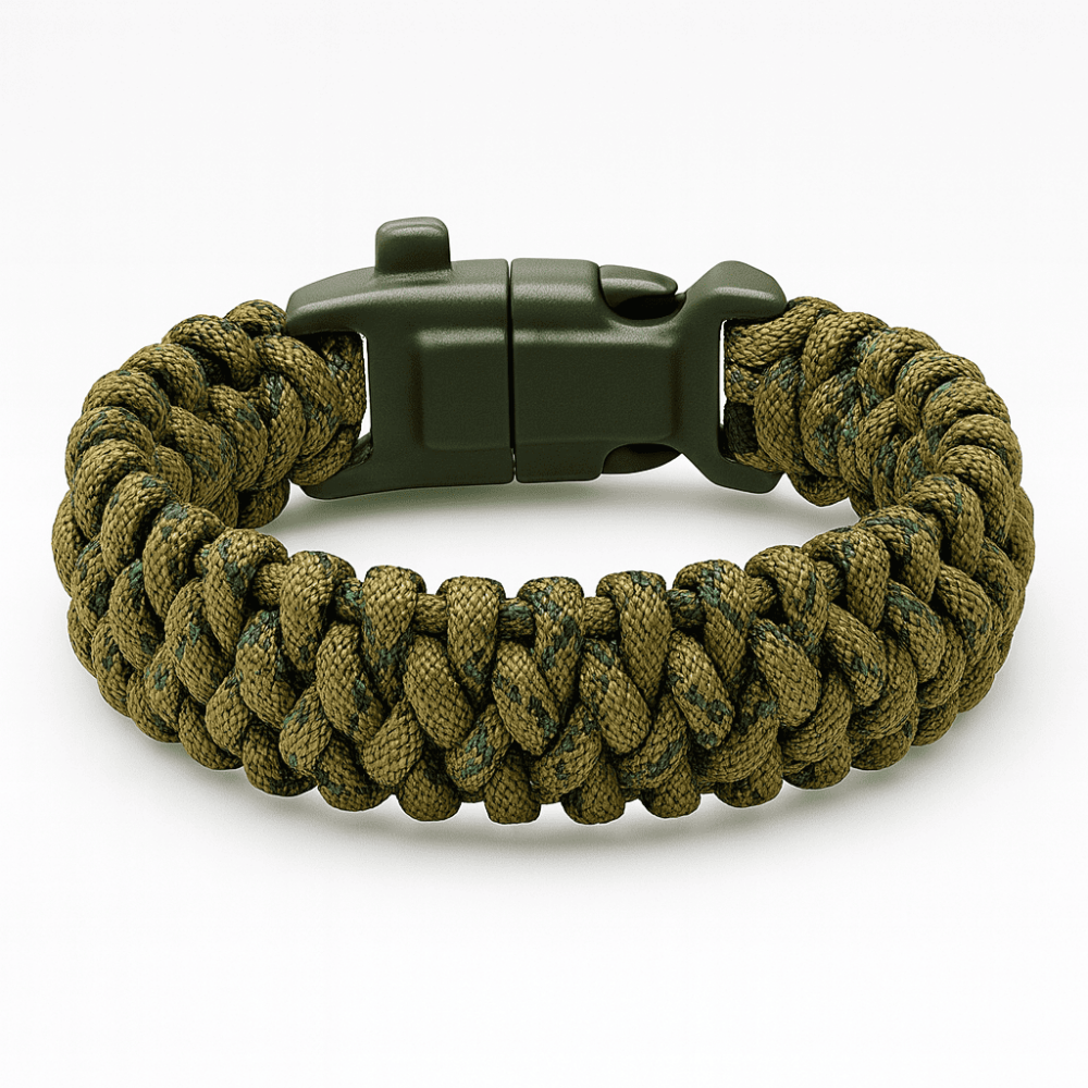 Pusulalı Çakmaklı Paracord Bileklik Anahtarlık - Avcı Kamuflaj Desen - Kamp ve Doğa Sporları İçin - 3