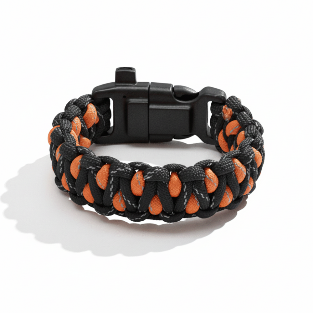 Pusulalı Çakmaklı Taktik Paracord Bileklik - Alev Kamuflaj Desen - Kamp ve Doğa Sporları İçin - 4