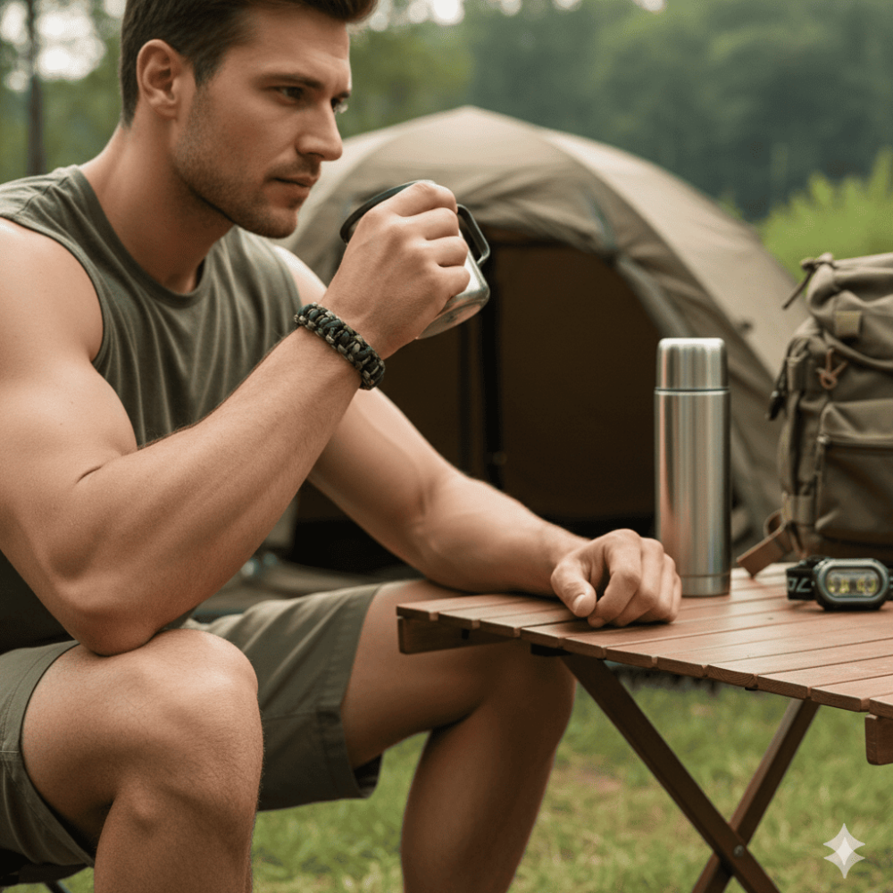 Pusulalı Çakmaklı Taktik Paracord Bileklik - Asker Kamuflaj Desen - Kamp ve Doğa Sporları İçin - 2