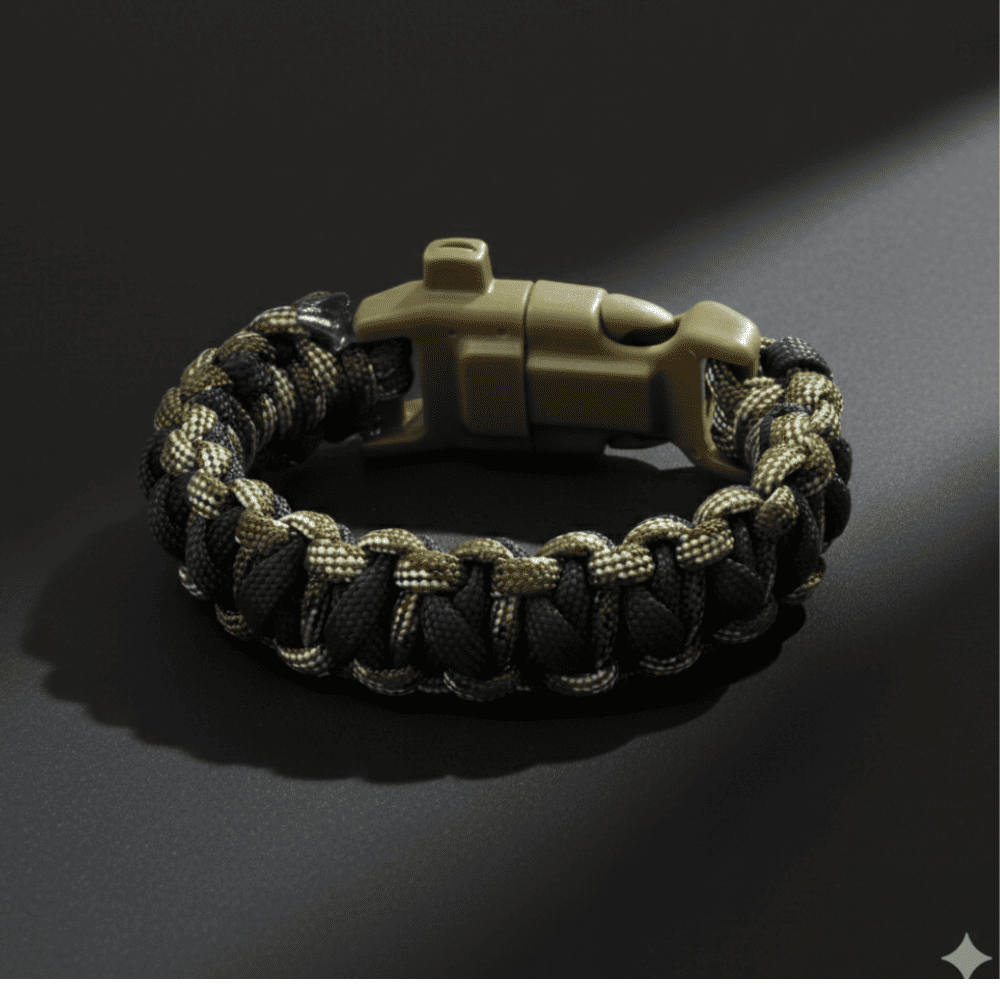 Pusulalı Çakmaklı Taktik Paracord Bileklik - Asker Kamuflaj Desen - Kamp ve Doğa Sporları İçin - 3