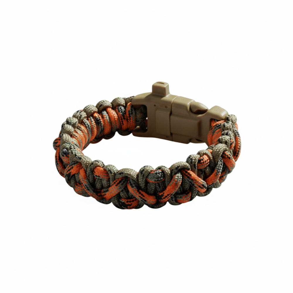 Pusulalı Çakmaklı Taktik Paracord Bileklik - Avcı Kamuflaj Desen - Kamp ve Doğa Sporları İçin - 4