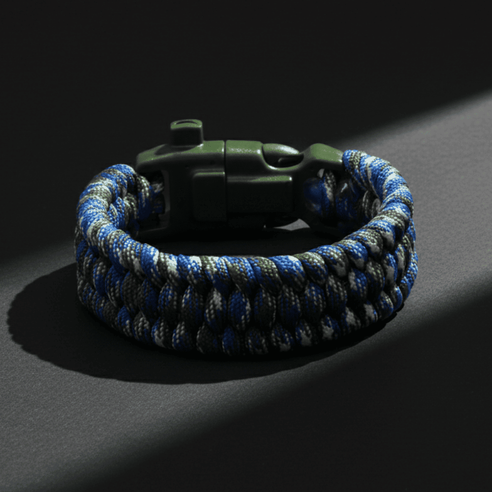 Pusulalı Çakmaklı Taktik Paracord Bileklik - Deniz Kamuflaj Desen - Kamp ve Doğa Sporları İçin - 3