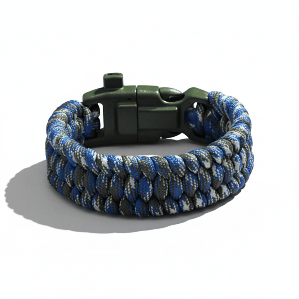 Pusulalı Çakmaklı Taktik Paracord Bileklik - Deniz Kamuflaj Desen - Kamp ve Doğa Sporları İçin - 4