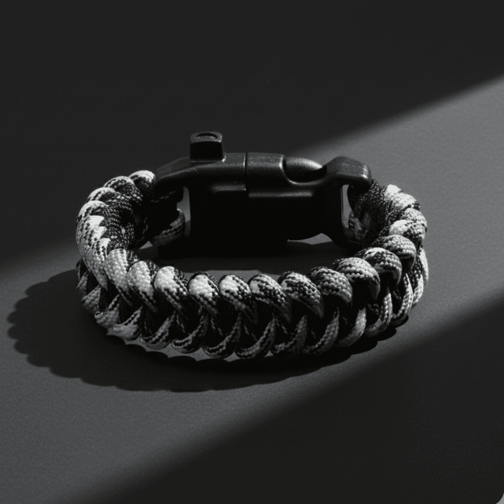 Pusulalı Çakmaklı Taktik Paracord Bileklik - Şehir Mavi Kamuflaj Desen - Kamp ve Doğa Sporları İçin - 3