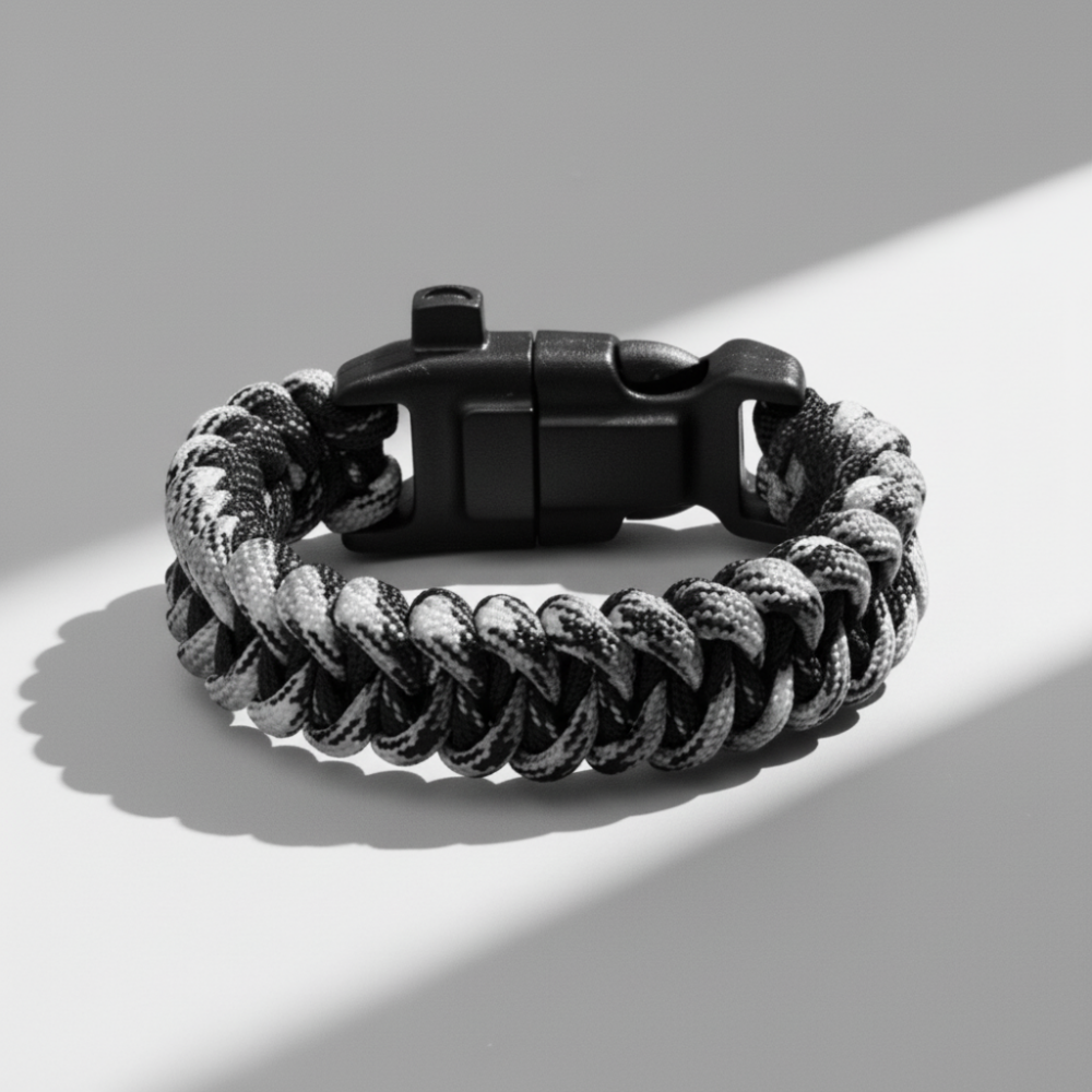 Pusulalı Çakmaklı Taktik Paracord Bileklik - Şehir Mavi Kamuflaj Desen - Kamp ve Doğa Sporları İçin - 5