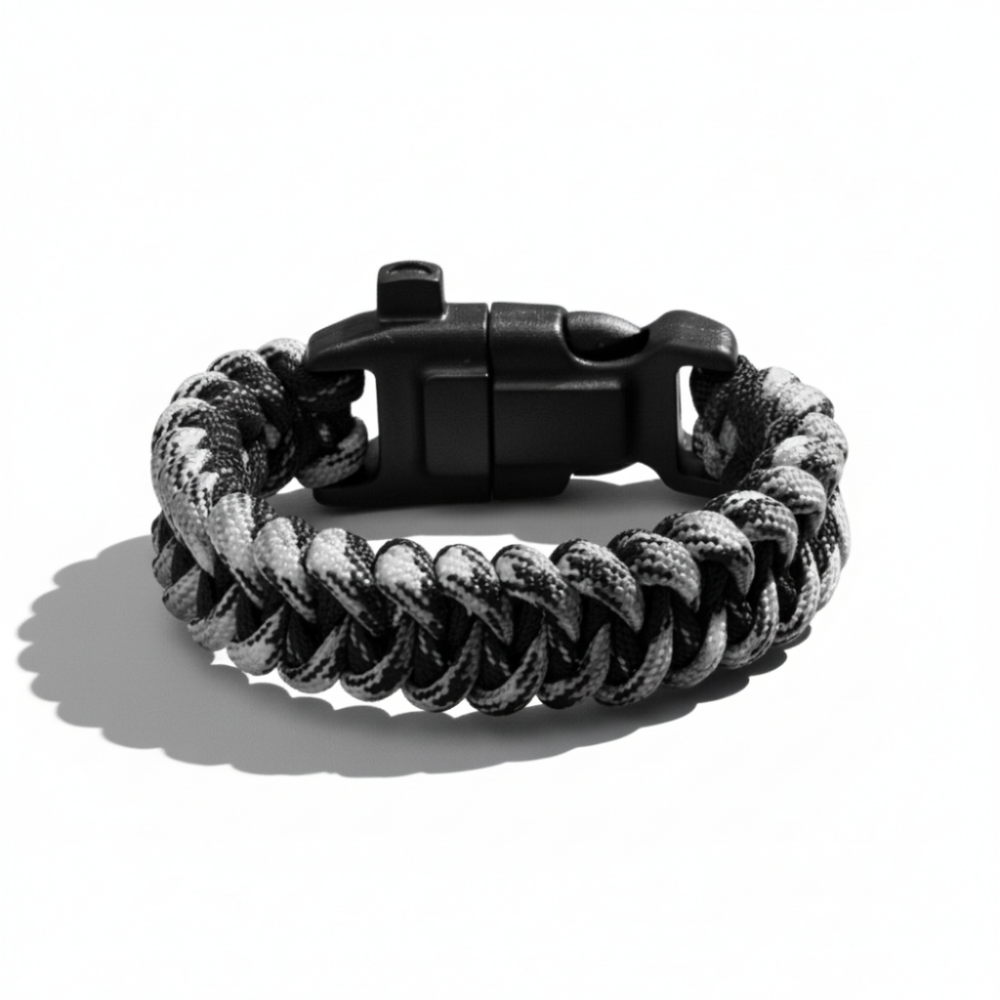 Pusulalı Çakmaklı Taktik Paracord Bileklik - Şehir Mavi Kamuflaj Desen - Kamp ve Doğa Sporları İçin - 4