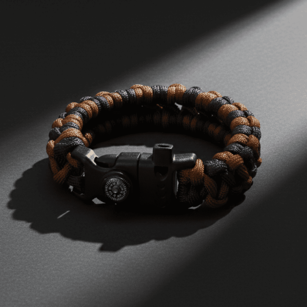 Pusulalı Çakmaklı Taktik Paracord Bileklik - Toprak Mor Kamuflaj Desen - Kamp ve Doğa Sporları İçin - 4