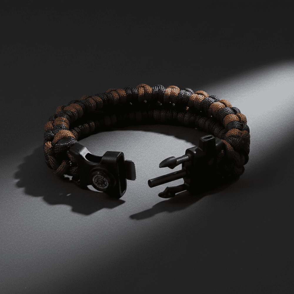 Pusulalı Çakmaklı Taktik Paracord Bileklik - Toprak Mor Kamuflaj Desen - Kamp ve Doğa Sporları İçin - 5