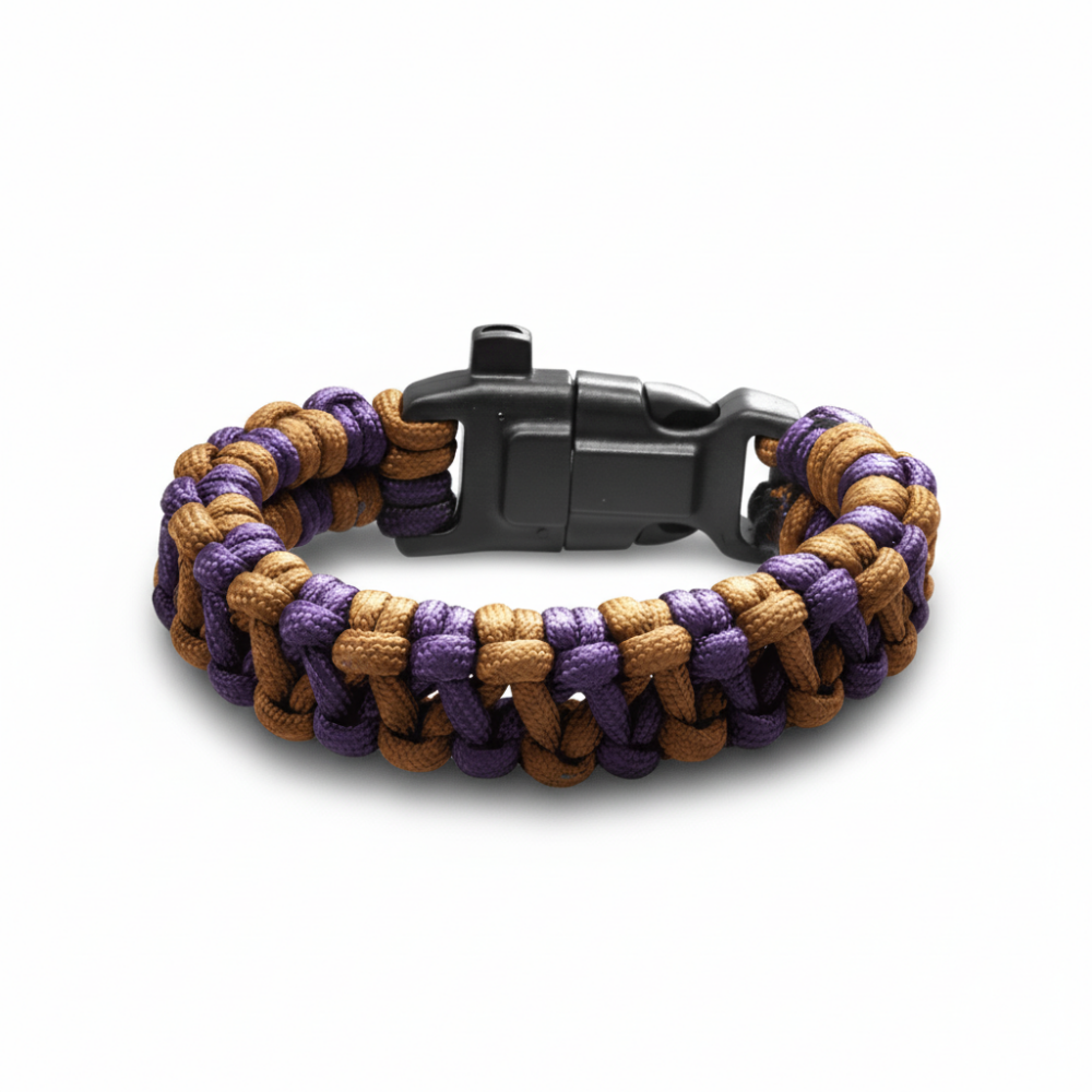 Pusulalı Çakmaklı Taktik Paracord Bileklik - Toprak Mor Kamuflaj Desen - Kamp ve Doğa Sporları İçin - 4