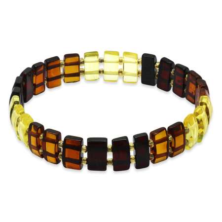 Rainbow Tasarım Çok Renkli Doğal Damla Kehribar Rolex Kadın Bileklik - Tesbihane