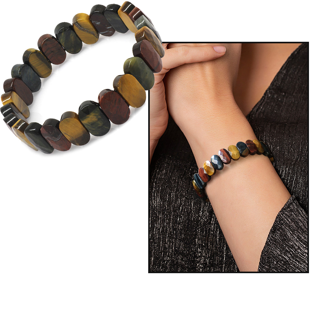 Renkli Kaplan Gözü Doğaltaş Rolex Kadın Bileklik - 6