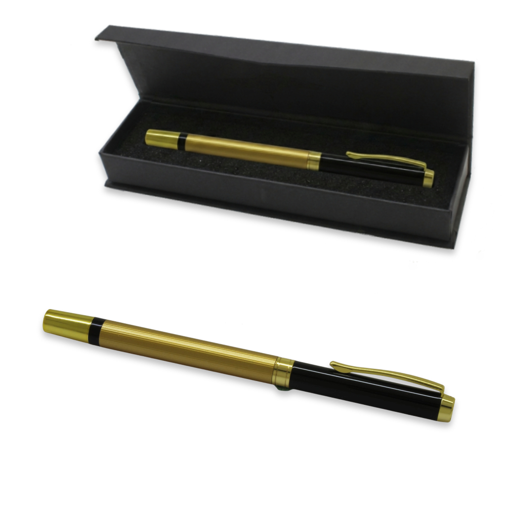 Roller Tükenmez Kalem - Şık Kutulu - Gold Siyah Renk - İsme Özel Yazılı - Mavi Mürekkep - 1