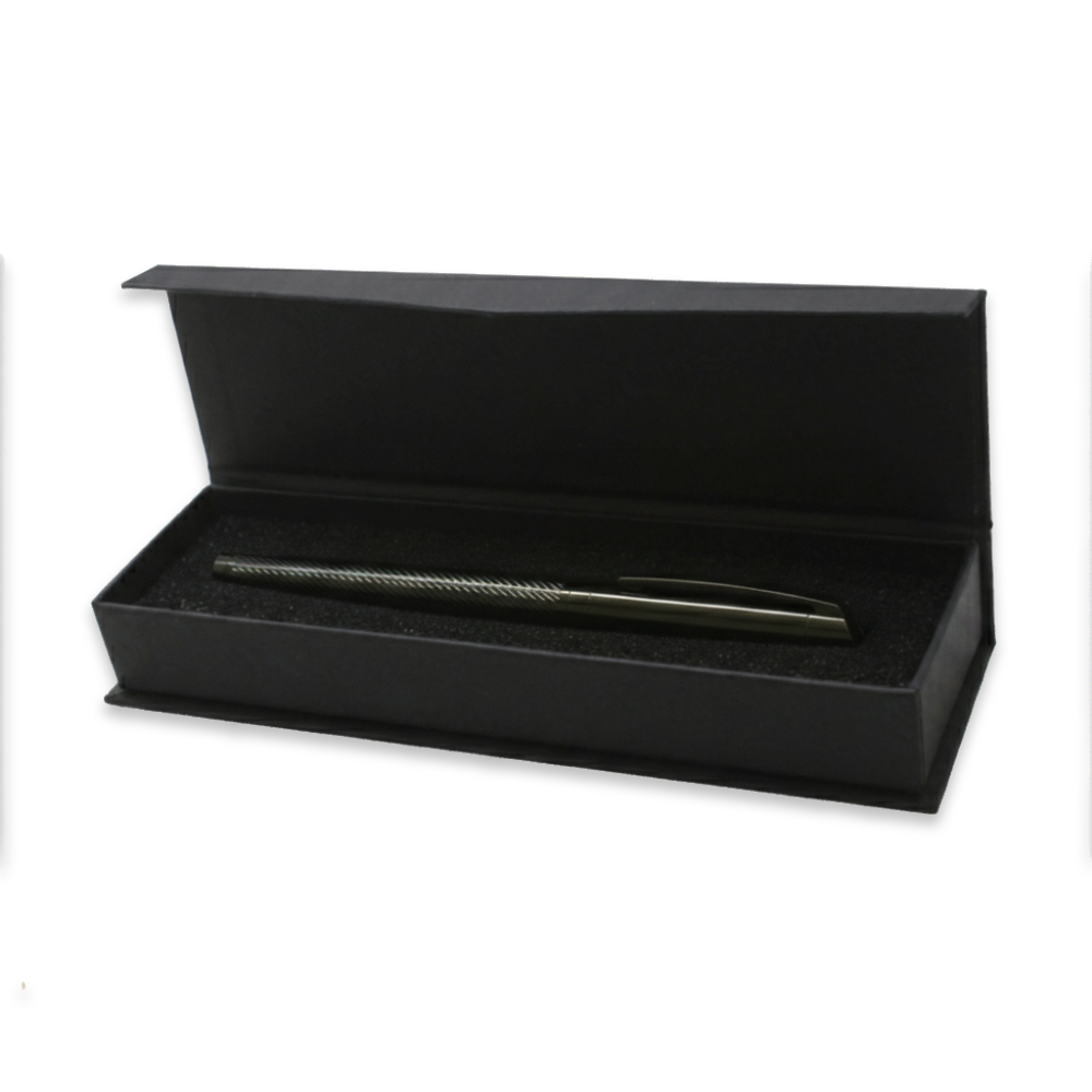 Roller Tükenmez Kalem - Şık Kutulu - İsme Özel Yazılı - Füme Renk - Mavi Mürekkep - 4