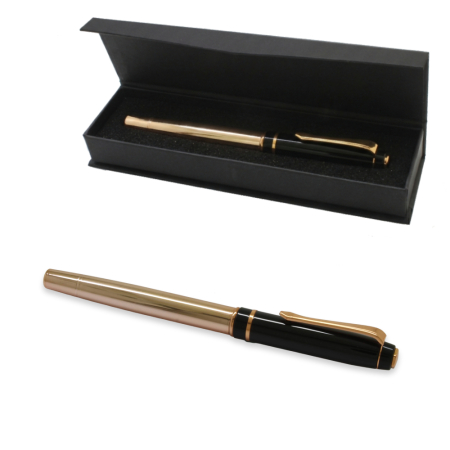 Roller Tükenmez Kalem - Şık Kutulu - Rose Siyah Renk - İsme Özel Yazılı - Mavi Mürekkep - Tesbihane