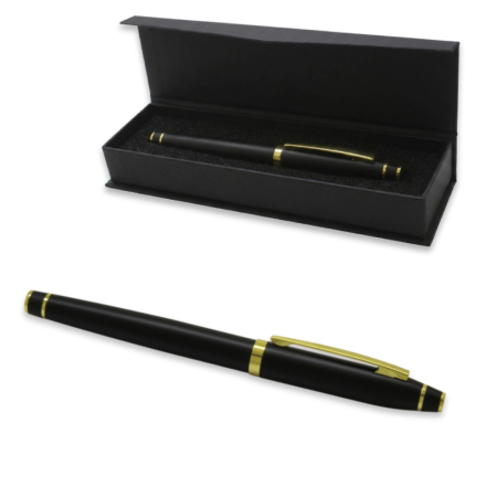 Roller Tükenmez Kalem - Şık Kutulu - Sarı Siyah Renk - İsme Özel Yazılı - Mavi Mürekkep - Tesbihane