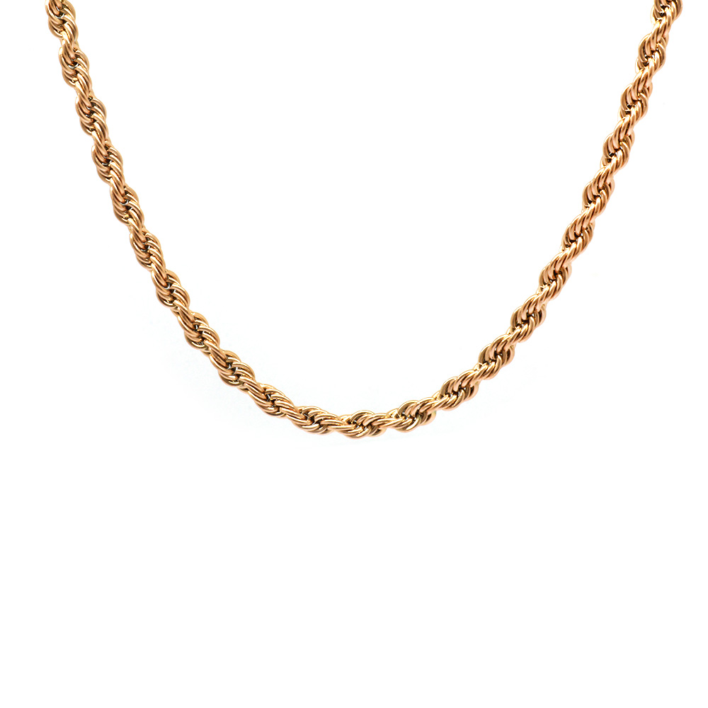 Kadın Çelik Zincir - Burma Model - Altın Renk - 55 cm Uzunluk - 5,0 mm Genişlik - 6