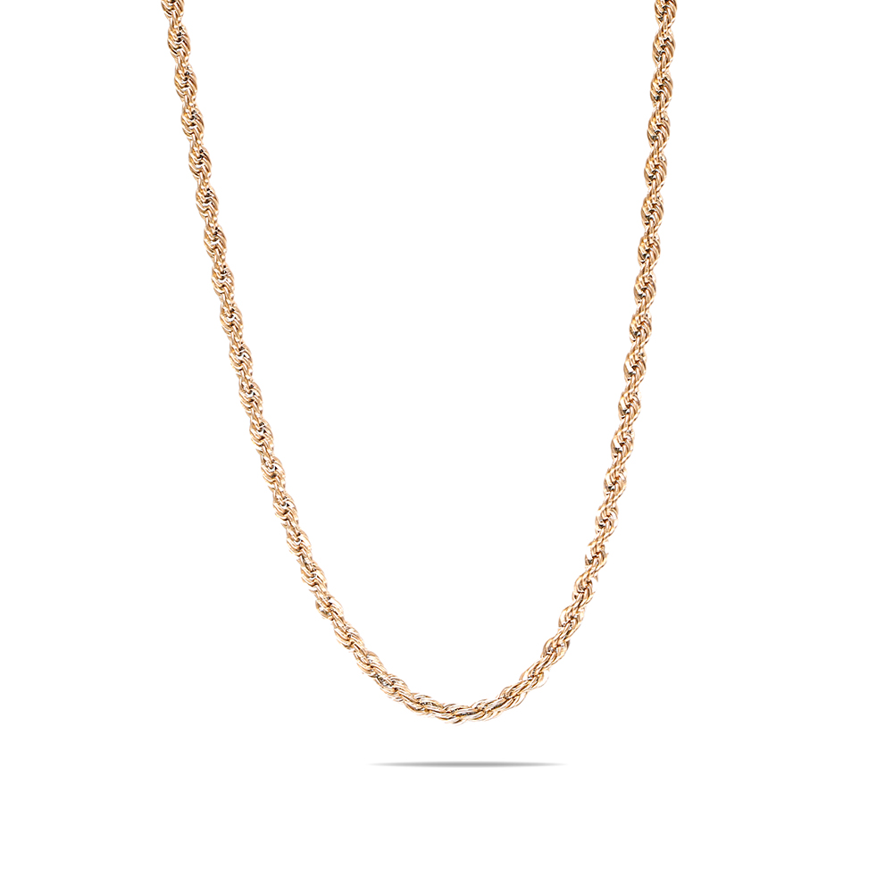 Kadın Çelik Zincir - Burma Model - Altın Renk - 55 cm Uzunluk - 5,0 mm Genişlik - 7