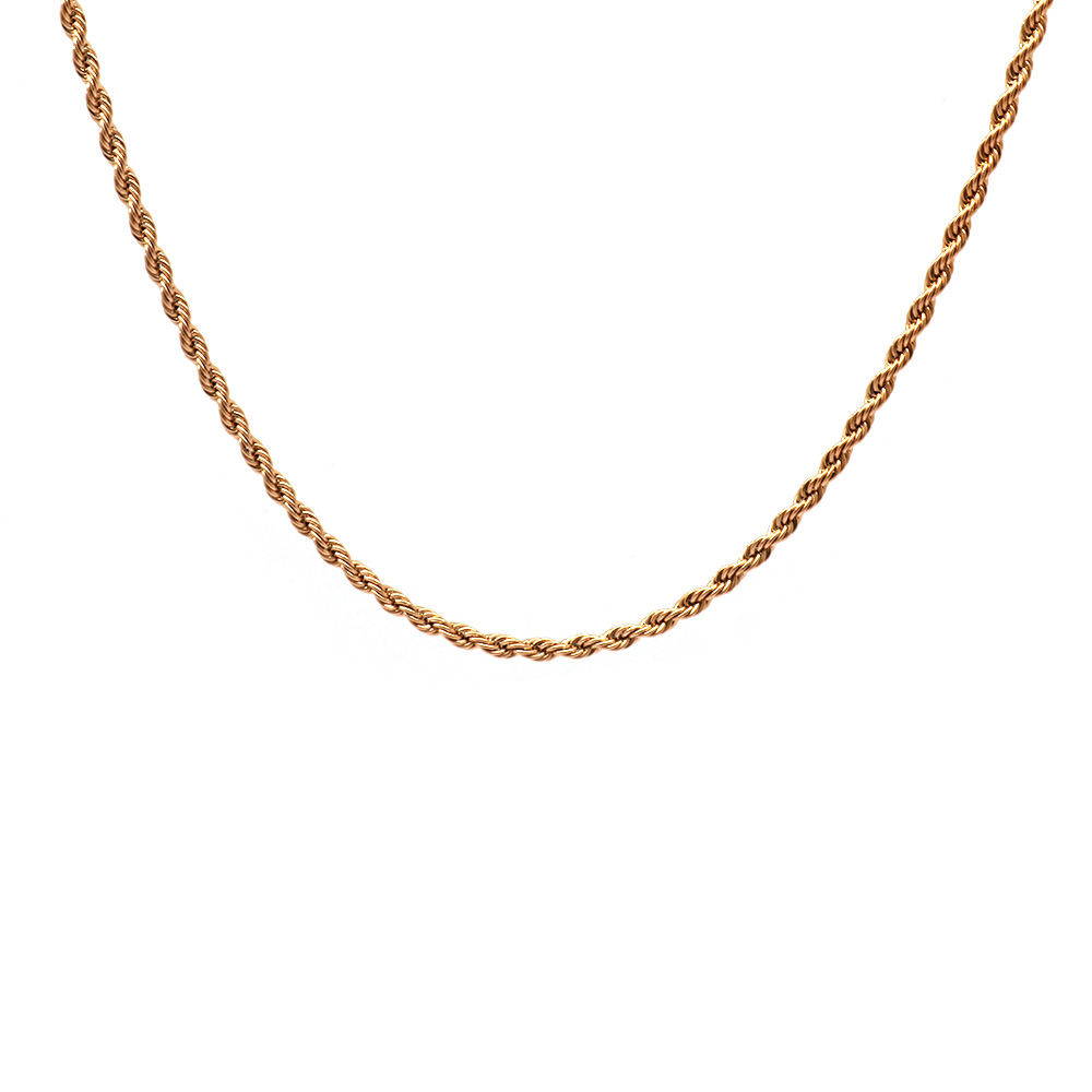 Kadın Çelik Zincir - Burma Model - Rose Renk - 55 cm Uzunluk - 3,5 mm Genişlik - 6