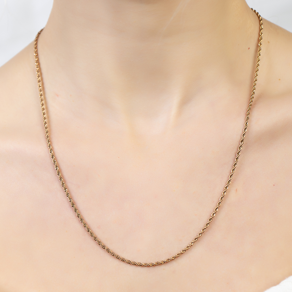 Kadın Çelik Zincir - Burma Model - Rose Renk - 55 cm Uzunluk - 3,5 mm Genişlik - 4