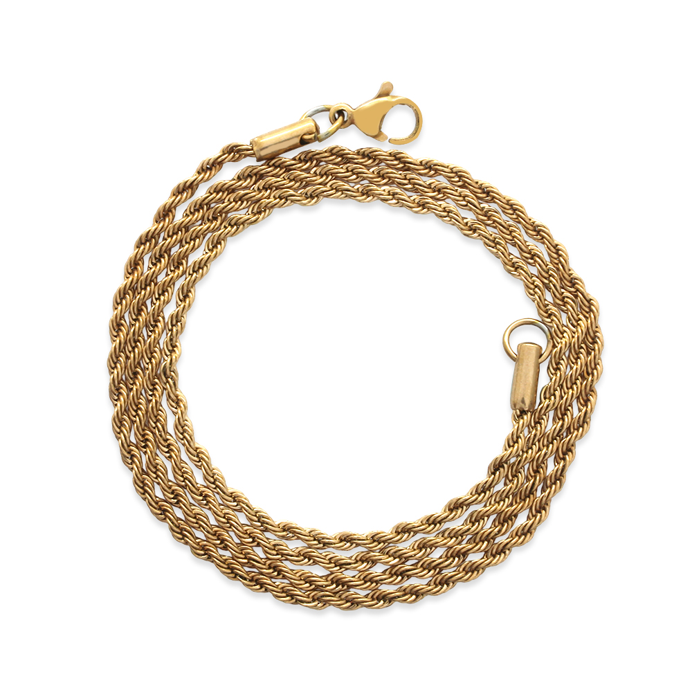 Kadın Çelik Zincir - Burma Model - Rose Renk - 55 cm Uzunluk - 3,5 mm Genişlik - 5