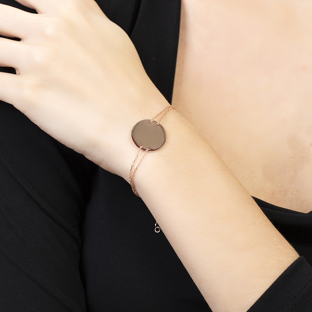 Rose Renk İsme Özel Yazılı 925 Ayar Gümüş Kadın Bileklik - 4