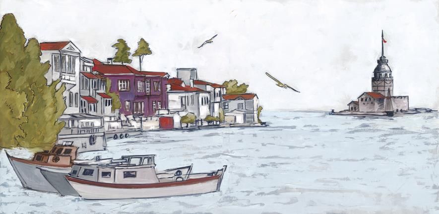 Sahil-Kız Kulesi Manzaralı Kanvas Tablo - 2