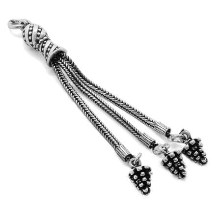 Salkım Tasarım 3'lü Kamçı 925 Ayar Gümüş Püskül - Tesbihane