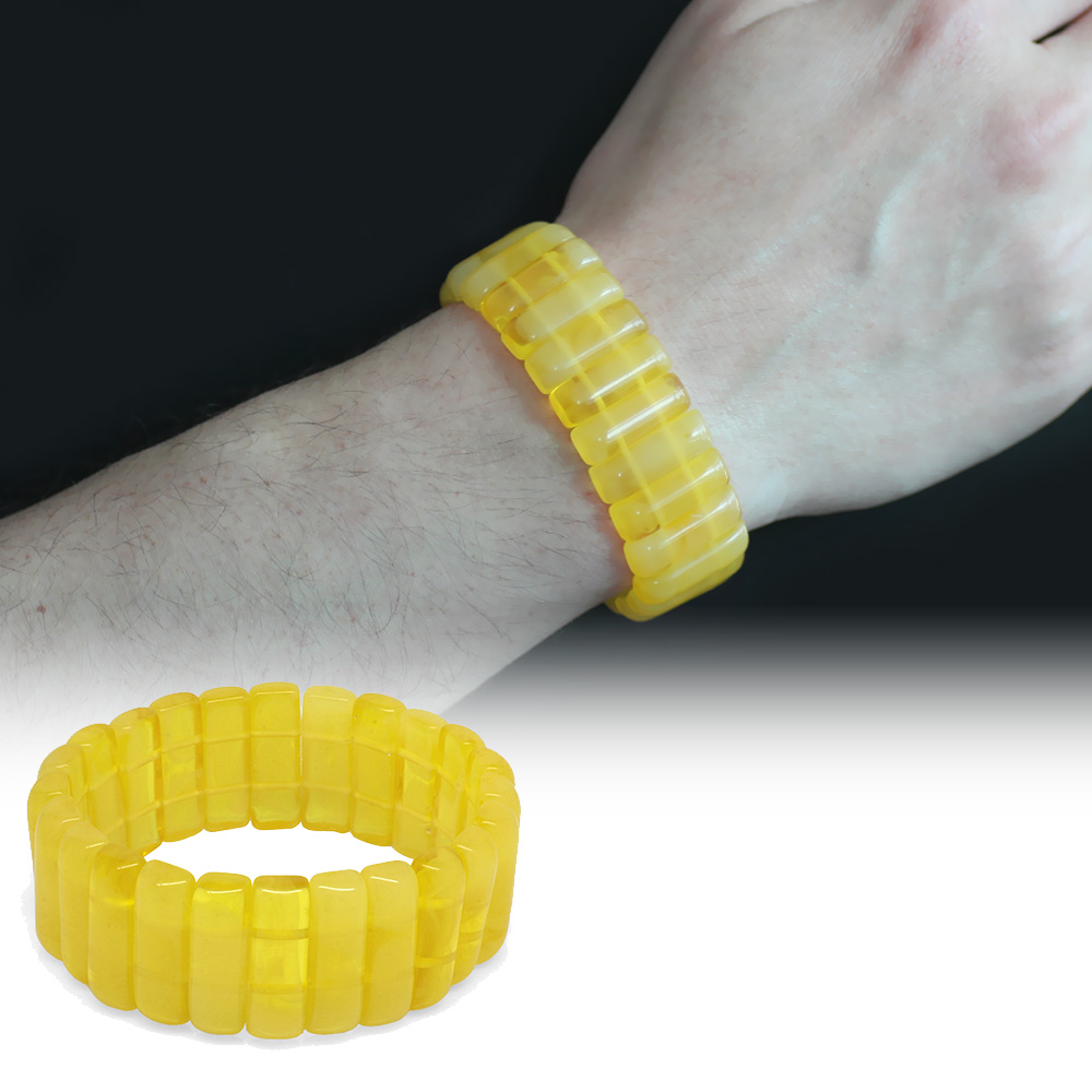 Sarı-Beyaz Hareli Beyrut Kehribar Erkek Rolex Bileklik - 1
